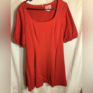 Kate Spade Ponte Point Puff Sleeve Red Dress Women’s Size XL, 12-14